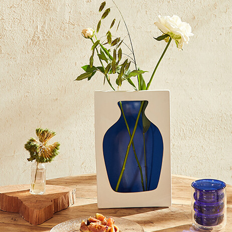 Blue Cut-out Vase Shop Home Online Quirky Singapore