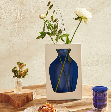 Blue Cut-out Vase Shop Home Online Quirky Singapore